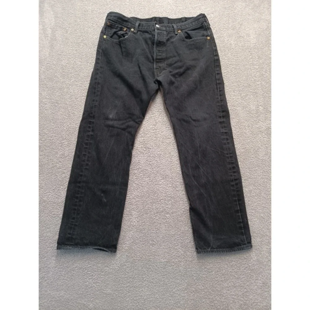 Levi's 501 Original Fit Men's W38 L30 Black‎ Denim Jeans Button Fly Straight Leg